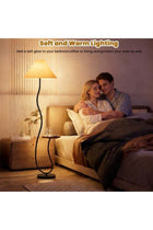 Floor Lamp Standing Light Nordic Iron Floor Lamp With Wood Table Standing Light Marble Base Fabric Lampshade