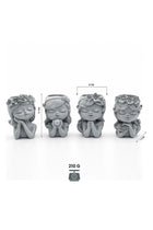 Beram Bonsai Craft Vase 4-Set Pray Dream Flower Blessing Dolls Grey Polyresin Decorative Succulent Planters Elegant Home Office Desk Decor Flower Pots Pen Pencil Holders Propagator Kit Gift(4Pcs Set)