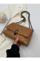 ZORIA Women's Quilted Crossbody Bag, PU Leather Adjustable Chain Shoulder Purse & Evening Handbag - Brown