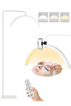 Eyelash LED Floor Light, Half Moon Lamp for Lash Extension, Lighting for Beauty, Skincare, Lashes, Eyebrows, Filming Content Creation, with Adjustable Brightness & Height, White 62x160 cm