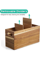 Acacia Wood Utensil Holder For Countertop, Large 3-Compartment Cooking Tool Organizer With Removable Divider, Rustic Style For Kitchen Décor