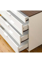 Sparkle 4 Drawers Young Dresser | Durable Kids Vanity Table | Dressing Makeup Desk | Modern Design Bedroom Furniture L80xW39xH87cm - HG White & Dark Brown