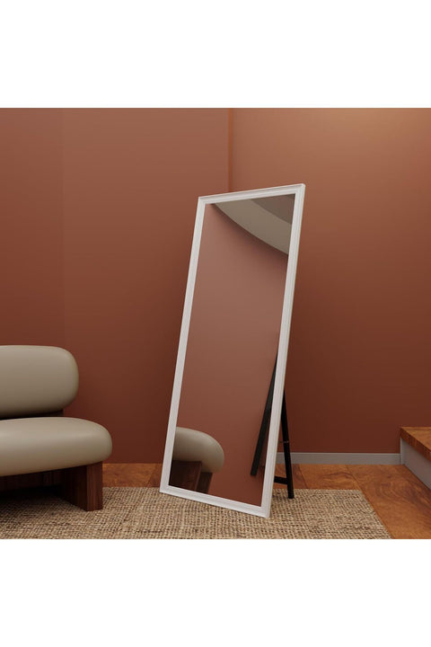 Marketplace Mirror Full Length Stand 160cm x 60cm Standing Hanging or Leaning Against Wall, Large Rectangle Bedroom Mirror Floor Mirror Dressing Mirror Wall-Mounted Mirror, PVC Frame - White