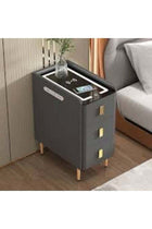 Smart Bedside Table 3 Drawers with Wireless Charging Ports LED gray