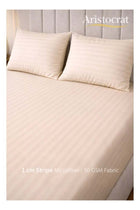 3-Piece Striped Microfiber Fitted Sheet Set King 180x200cm – Soft Elastic Deep Pocket Bedsheet, Cream