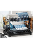 Countertop Dish Rack with Drainer and Cutlery Organizer for Kitchen Storage Black