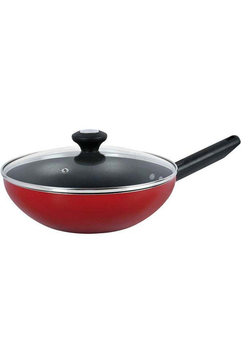 Classique Covered Wok Glass Lid Red
