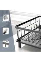 Dish Drying Rack, Space-Saving Dish Rack for Kitchen Counter, Stainless Steel Dish Rack with Cutlery Holder, Removable Dish Drainer, Drainboard and Adjustable Spout for Various Kitchenware, 15x11x6.7'