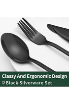 24-Piece Black Silverware Set with Steak Knives, Flatware Set for 4, Food-Grade Stainless Steel