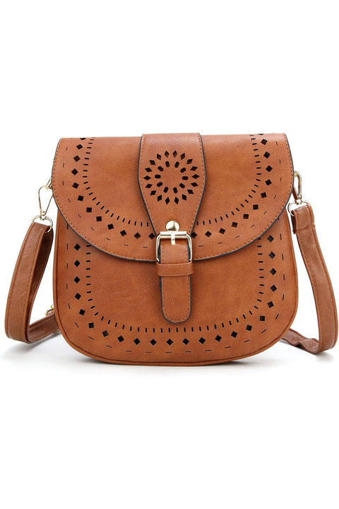 Ladie's PU Leather Vintage Hollow Bag Crossbody Bag Shoulder Bag