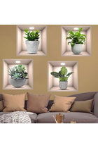 3D Plant Wall Stickers, Green Leaf Wall Decals for Interior Decoration, Creative Botanical Peel and Stick Art, Adhesive Mural for Living Room Bedroom Background, Nature Inspired Decor