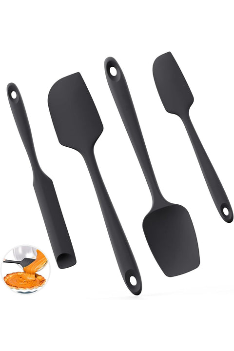 4-Piece Silicone Spatula Set - Flexible Food Grade 315℃ Heat Resistant Rubber Bowl Scraper