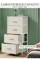4-Drawer Dresser Vertical Storage Tower Fabric Dresser for Bedroom, Hallway, Entryway, Closet Organizer, Nightstand Bedside Table Furniture,Wooden Top,White