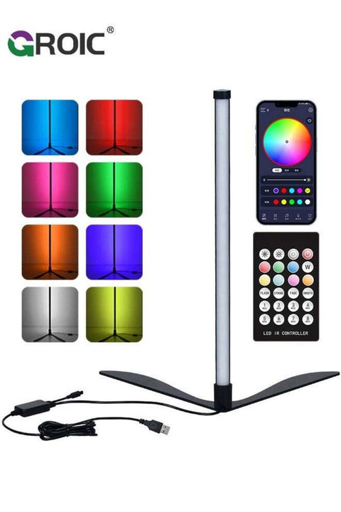 Corner Floor Lamp, Smart APP Control LED Lamp with Music Sync, Modern Standing RGB Color Changing Ambient Lighting for Living Room Bedroom Gaming
