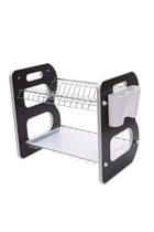 Kitchen Counter Dish Rack 2 Tiers Dish Drying Stand Bowl Dish Strainer Large Kitchen Organiser Shelves Utensils Drying Storage Basket with Drainboard Metal Plate Tray Holder with Towel Ho