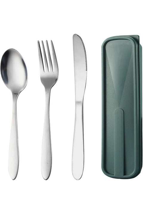 3 Piece Cutlery Set, Portable Travel Utensils Set with Case, Stainless Steel Tableware Set