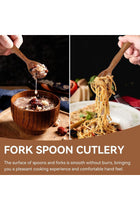 Wooden Spoons and Forks, 4pcs Wooden Spoons Fork Utensil Set Spoon Fork Cutlery Set Dinner Utensil Set
