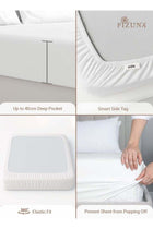 Pure 100% Cotton Twin Fitted Bed Sheet 120x200 cm White, 400 TC Sateen Weave, Deep Pocket