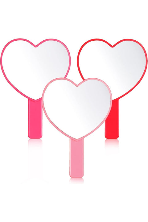 3 Pcs Heart Shaped Handheld Mirrors, Mini Cosmetic Mirrors Travel Makeup Mirrors for Women Girls Portable Cosmetic Mirror