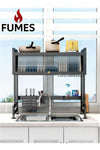 Over-Sink Kitchen Rack with Space-Saving Dish Drying and Storage Organizer with Utensil Hooks with Cover
