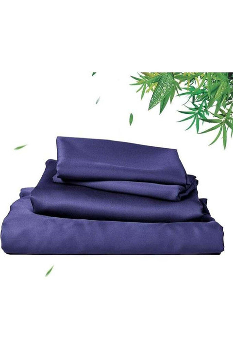 4 Piece 100% Rayon Derived from Bamboo Cooling Queen Size Bedding Sheet Set, Blue