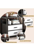 Modern Bedside Cabinet Bedside Table Nightstand Metal Frame Side Table with 2 Drawers and Open Shelf Storage Simple End Side Table for Bedroom Living Room(White 40*34*50cm)
