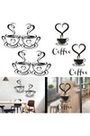 4 Pack Coffee Tea Cup Decal, Coffee Bar Decor Cafe Pub Accents Hotel Wall Embellishments Removable Signs Restaurant Wall Design for Cafe Pub Restaurant Kitchen Home Office Shop Hotel Wall Decoration