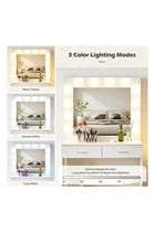 Vanity Desk with Lighted Mirror and Stool, White Dressing Desk with Storage Drawers & Shelve. Ideal Dressing Table for Bedroom, Dressing Room