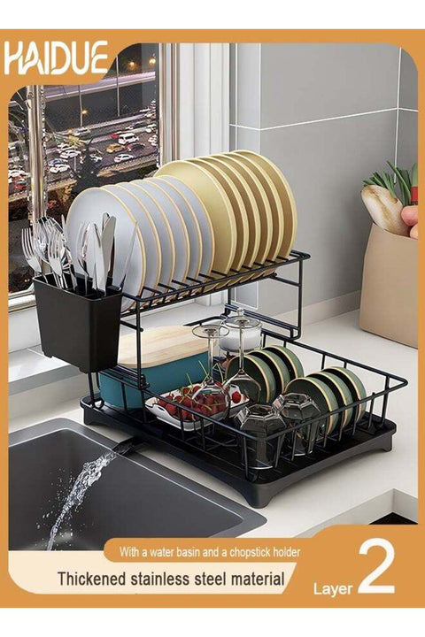 2 Layer Dish Rack Drain Rack Kitchen Dish Rack Household Dish Rack Countertop Drying Rack