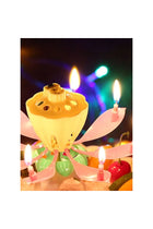 Romantic Musical Lotus Flower Birthday Music Candle for Birthday Cake Decor Pink/Yellow/Green