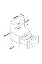 Bedside Table Night Stand with 2 Shelves and Membrane Drawer, White