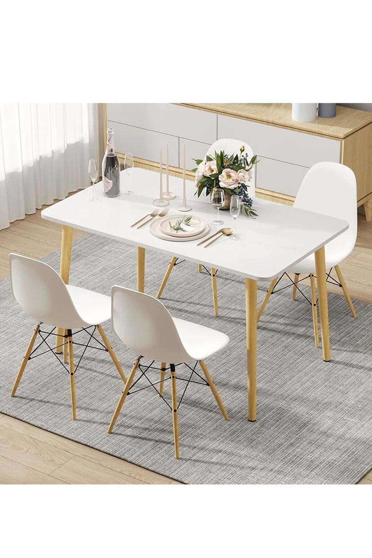 Modern Dining Table Kitchen Table, 100CM Rectangle Wood Home Living Room Table Bedroom Storage table, Office Meeting Table