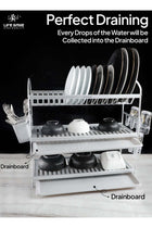 Life Smile Dish Drying Rack, Rust-Resistant 3 Tier Dish Rack with Drainboard Set, Dish Drainer with Utensil Holder & Cup Holder for Kitchen Counter- Kitchen Organizer Chrome