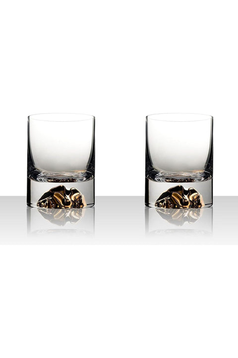 Whiskey Glass Set of 2 - Handmade Crystal Whisky Glasses - Modern Double Old Fashioned Rocks Tumbler