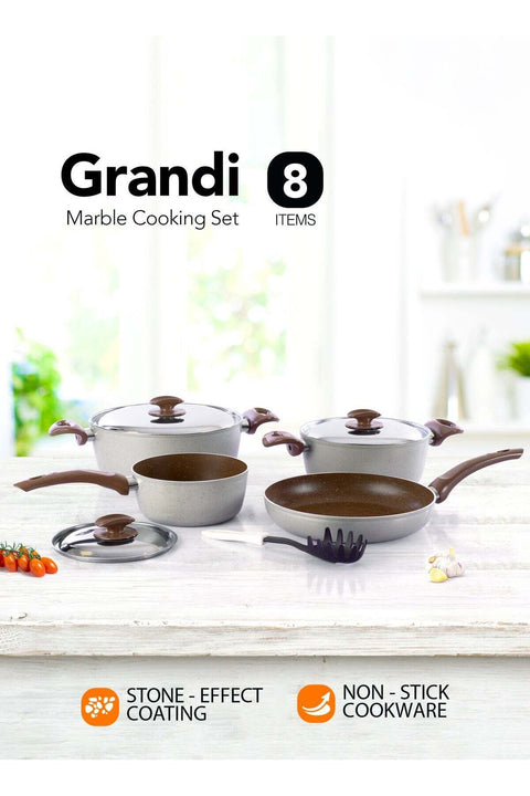 8-Piece Non-Stick Cookware Set Aluminum Pots And Pans Bakelite Handle Stainless Steel Lids PFOA Free