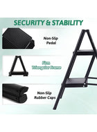 DUNISO Two-Step Ladder, Folding Ladder, Non-Slip Pedal, Multi-Functional Ladder Stool, Portable And Lightweight, Wide Non-Slip Pedal, Suitable For Home, Kitchen, Library, Office - Image 2