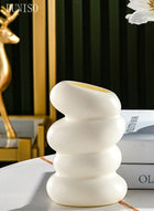 DUNISO Modern Irregularity Hollow Plastic Flower Vase White for Table Centerpiece Wedding Dining Living Room Office House Decoration - Image 2