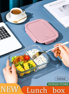 DUNISO Glass Meal Prep Containers，Leak Proof Lunch Box，Food Storage Containers with Lids，with 2 Compartment，for Microwave, Oven, Freezer and Dishwasher, BPA Free，1000ML，Pink