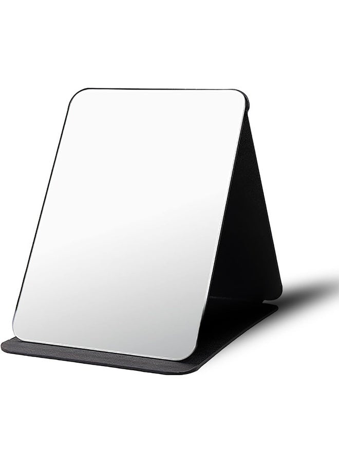 DUNISO Folding Makeup Mirror with PU Leather， Portable Travel Mirror, Folding Mirror with Stand Portable, Desktop Vanity Mirror for Office Desk,Vanity Table, Travel, Camping， 25.5 * 18CM