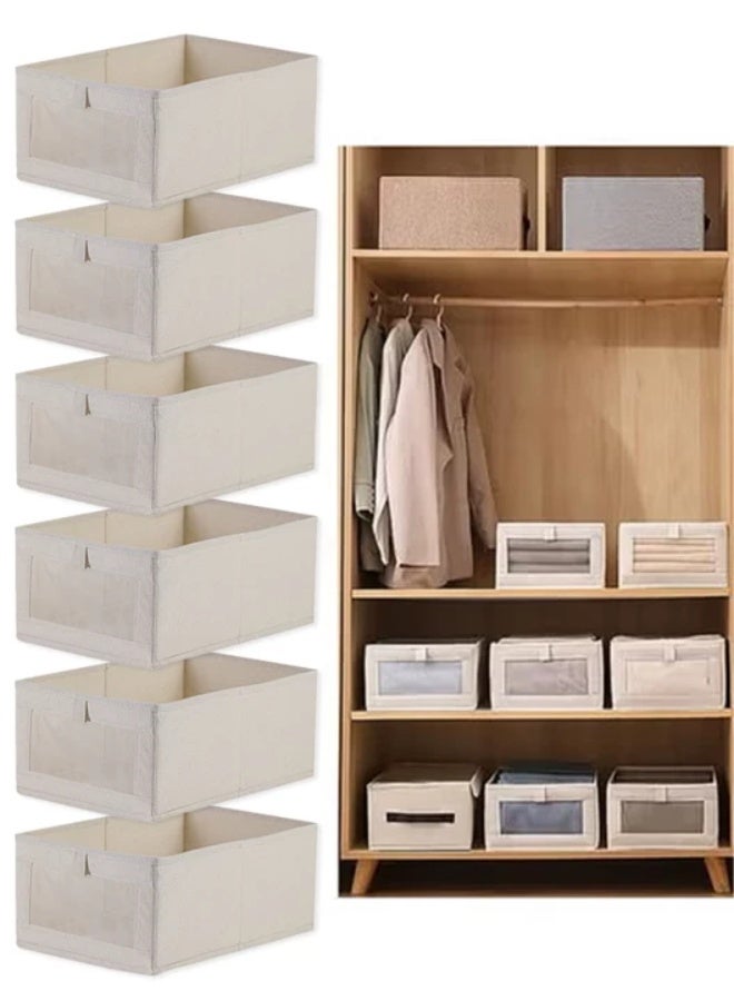 DUNISO 6 Pcs Wardrobe Clothes Organizer,Visible Drawer Organizers，Foldable Closet Organizer Bins，Moisture and Mold Prevention，Sturdy and Durable，for Organizing Clothing Jeans Toys Book Shelves Closet Wardrobe