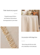 DUNISO Cotton linen tablecloth, tassel jacquard round table tablecloth, waterproof and dustproof, suitable for kitchen, dining room, home，terrace， diameter 150cm, beige - Image 5
