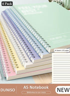 DUNISO 6 Pack Spiral Notebooks, Transverse Line Diary Notebook for Women Men, A5 Notebook for Study and Notes, Large Capacity Spiral Notebook for business, office, school, meeting, diary, journal
