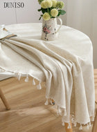 DUNISO Tassel Cotton Linen Tablecloth Round Table cloth For Dinning Room Restaurant Party And Kitchen 120cm - Image 4