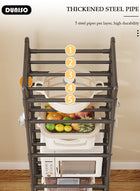 DUNISO 4 Tier Storage Shelves, Stable Kitchen Shelf Organizer, Storage Rack with Wheels and Armrests, Removable Free Standing Rack with 4 Hooks, Multipurpose Rack, Shelving Unit for Warehouse Basement Kitchen Living Room pantry - Image 2
