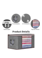 DUNISO 6-Piece Large Capacity Storage Box for Clothes Foldable Blanket Storage Bags Closet Organizer Storage Containers with Lids and Handle, Clear Window for Blankets ,Clothes, Bedding.(Grey)90L - Image 2