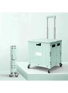 DUNISO Folding shopping cart, portable small cart with lid and two pulleys, adjustable height, suitable for mobile, grocery shopping, luggage, green