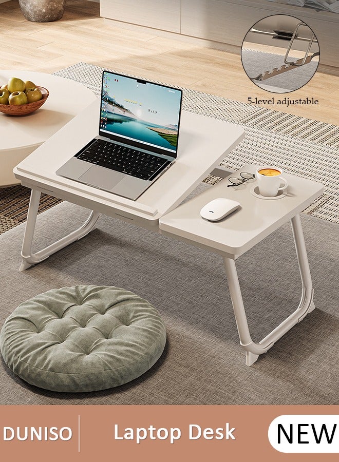 DUNISO Laptop Bed Tray Desk, Adjustable Folding Laptop Bed Table, Portable Standing Desks, Foldable Lap Tablet Desk with Cup Holder for Bed Couch Sofa Floor,Suitable for Indoor and Outdoor Use, Study, Reading, Dining