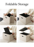 DUNISO 2pcs Wardrobe Clothes Organizer Cubes with Lids Foldable Fabric Decorative Storage Box Bins Organizer Containers Baskets with Cover Handles Divider for Bedroom Closet Living Room - Image 4