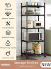DUNISO 5 Tier Storage Shelves, Stable Kitchen Shelf Organizer, Storage Rack with Wheels, Removable Free Standing Rack with Hooks, Multipurpose Rack, Shelving Unit for Warehouse Basement Kitchen Living Room pantry