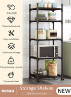 DUNISO 5 Tier Storage Shelves, Stable Kitchen Shelf Organizer, Storage Rack with Wheels, Removable Free Standing Rack with Hooks, Multipurpose Rack, Shelving Unit for Warehouse Basement Kitchen Living Room pantry